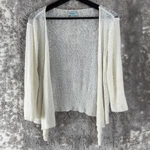 River Size L Open Front Caridgan Sweater Ivory Long Sleeve Outdoor